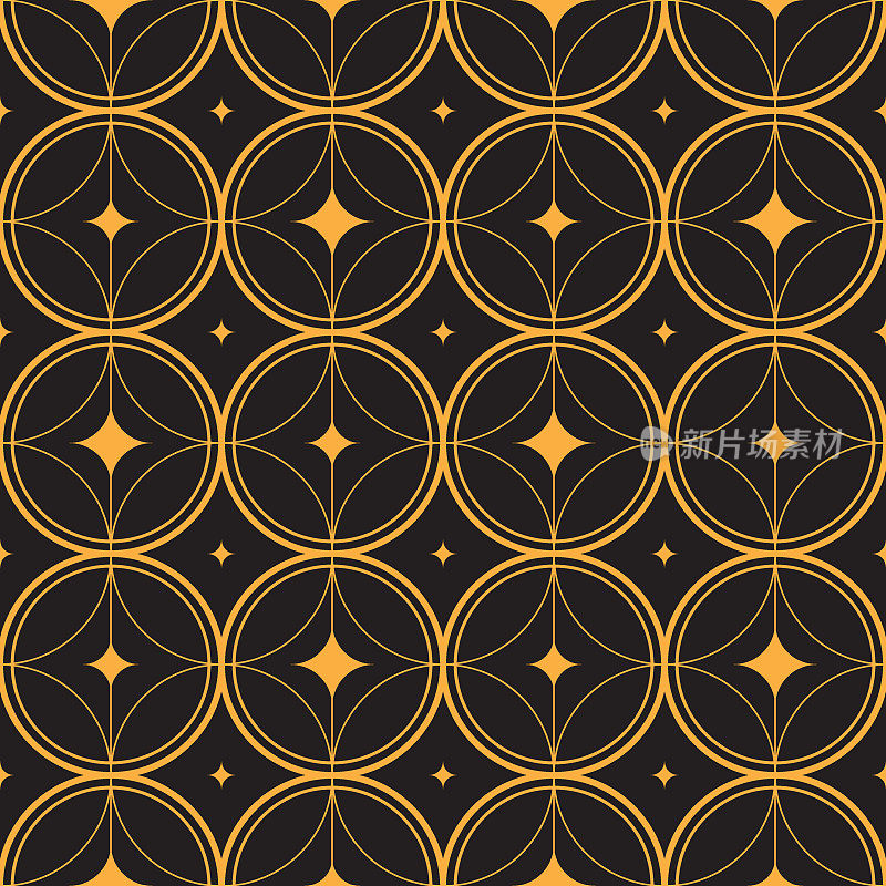Art Deco Pattern Gold Rings Stars
